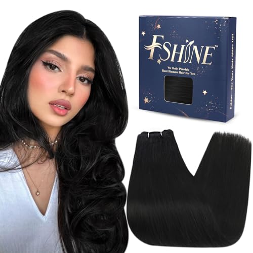 fshine 16 Inch Haar Weft Extensies Echt Menselijk Haar Kleur 1 Gitzwart Menselijk Haar Weft 100 Gram Echte Haar Extensies Weft in Menselijk Haar Zacht Haar Haar Bundels Echt Menselijk Haar