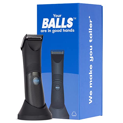 BALLS ™ V2 Trimmer voor Intieme Delen, Lies en Testikels voor Mannen en Vrouwen Geen Sneden, Geen Nicks Draadloze, Oplaadbare, Sacksafe Guard, Waterdicht Zwart