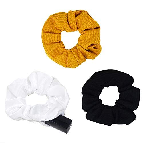 juanxian Fluwelen haarelastieken voor meisjes & vrouwen originele verborgen zak Scrunchie met ritsvak opslag voor accessoires, kleine voorwerpen, sleutels, geld (3-pack, D)