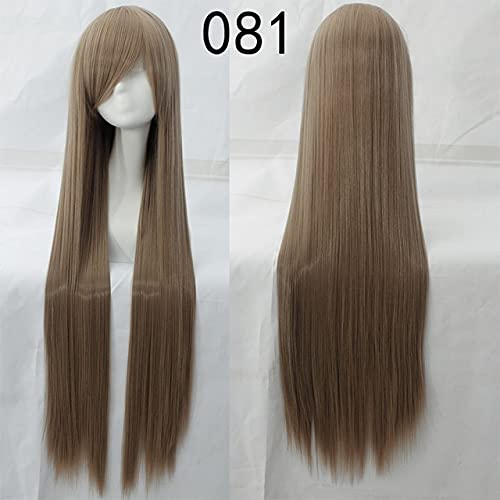 EQWR Wig for 100 CM 39 '' Lange Rechte Pruiken Vrouwen anime cosplay Pruiken in gemeenschappelijk gebruik wit paars oranje roze Haar Cosplay gemeenschappelijke Pruiken + pruiken cap One Size lange Rechte