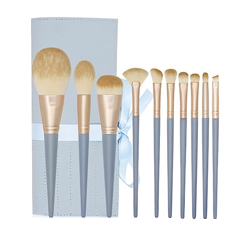 Runioney 10-delige blauwe oogschaduw make-up kwastenset, concealer, rouge, nylon make-upkwast, beauty-tools