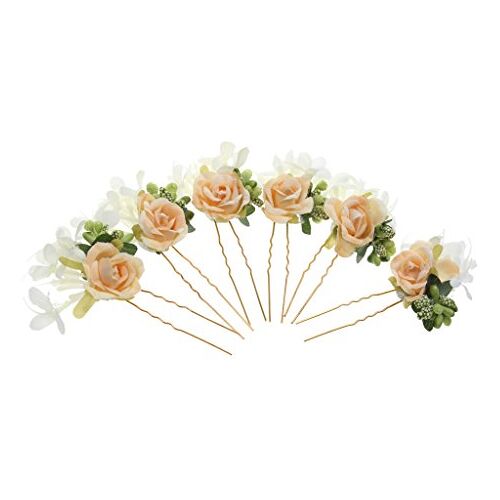 Desconocido 6 stuks haarspelden met bloemen, slinger, bruidsaccessoires, geel