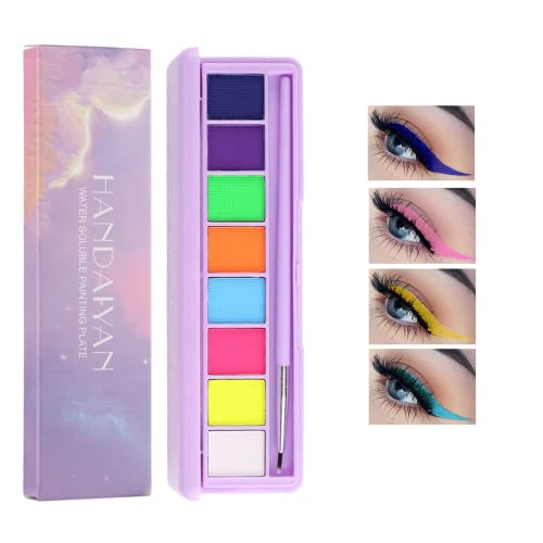 Beteligir 8 kleuren palet eyeliner watergeactiveerd, eyeliner, grafisch, mat, gloeien, UV-schildering, lichaam, wit, fluorescerend, gezichtskleur neon, kleurrijk, retro Hydra Liner make-up (01)