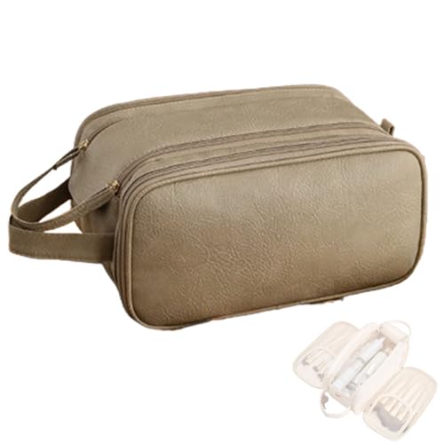 GuyAna Cosmetische tas, cosmetische reistas, waterdichte cosmetische opbergtas met grote capaciteit, cosmetische reistas (28 * 16 * 14.5cm,camel)