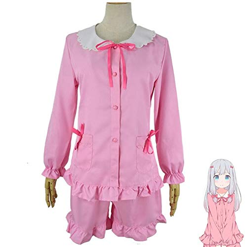 GJBXP Anime Girl Eromanga Sensei Izumi Sagiri Cosplay kostuum vrouwen top + broek + jas + pruik Erotische komische leraar kostuums volledige set XL roze kostuum