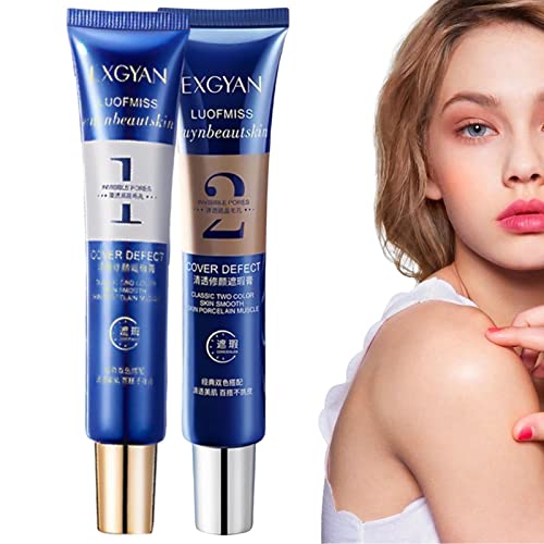 Fukamou Concealer voor Donkere Kringen,2 stuks tweekleurige longwear concealer make-up voor dames   Vochtinbrengende vloeibare concealer voor het verhelderen, verminderen van donkere kringen en fijne