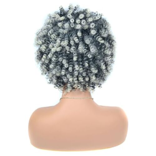 BusLum Afro Kinky Krullend Menselijk Haar Korte Pruiken for Vrouwen, Kort Krullend Menselijk Haar Pruiken Afro Krullend Pruik, Korte Kinky Krullend Pruiken (Color : C)