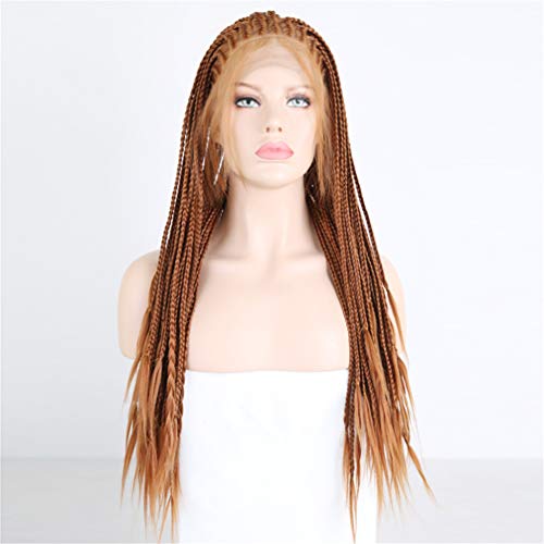XiaXia Braided Synthetic Lace Front Wigs,for Black Women African American Braids Wigs Synthetic Color Cheap Box Braided Hair Braids Knotless Braids Full Frontal Closure Wig Glueless Wig,22 inch
