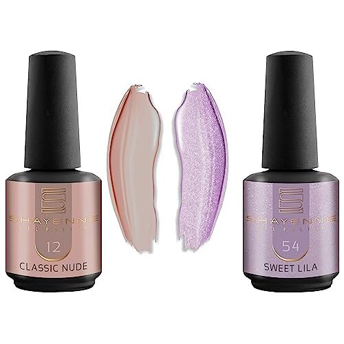 Shayenne Set van 2 uv-gelnagellak 12 Classic Nude 15 ml + 54 Sweet Lila 15 ml UV LED-lamp kleurlak gellak nagellak nagellak nagellak Shellac (30 ml)