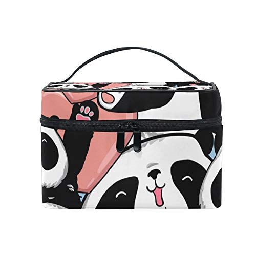 MALPLENA Zwart Wit Panda Met Harten make-up tas en koffers Cosmetische Tassen
