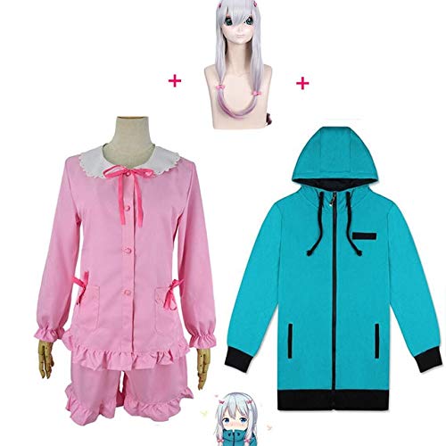 GJBXP Anime Girl Eromanga Sensei Izumi Sagiri Cosplay kostuum vrouwen top + broek + jas + pruik Erotische komische leraar kostuums volledige set XXL volledige set