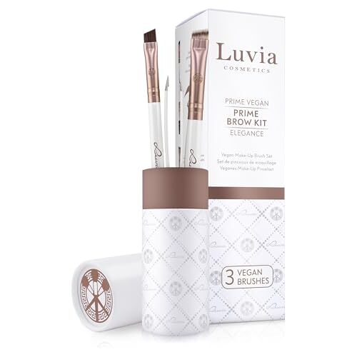 Luvia Cosmetics Make-up Kwastenset Luvia, Prime Brow Kit, Wenkbrauwkwastenset, 2 veganistische cosmetische Kwasten incl. Pincet, Make-up Kwasten