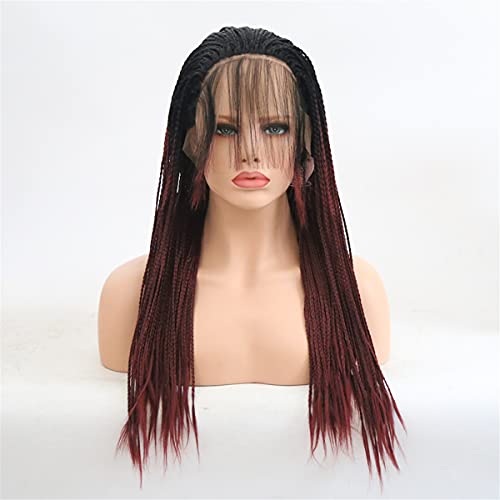 XiaXia Braided Synthetic Lace Front Braid Wig,Heat Resistant Fiber Braids Wig for Black Women African American Hair Braided Hair Box Braids Wig for Women (22 Inch)