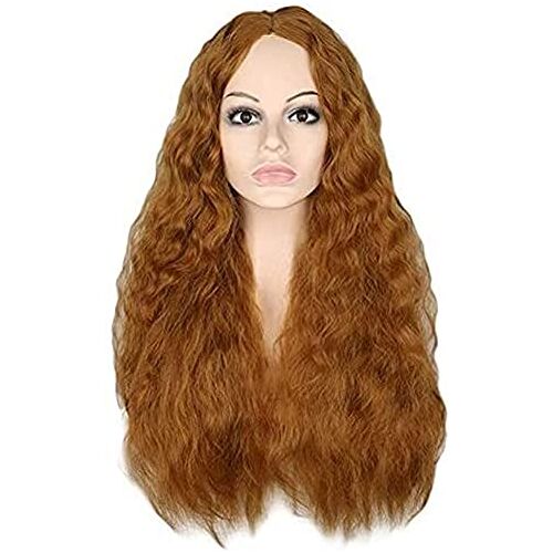 chenghuax Fluffy Corn Hot Roll Black Explosion Hoofd Pruik Afrikaanse Lied Pruik Midden-Pruik Wig (Kleur: Zwart)  (Color : Brown)