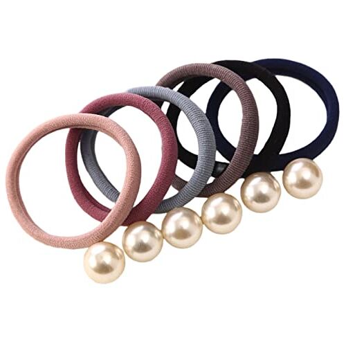 SORTZ Haartouw Voor Vrouwen6 Stuks Enkele Grote Parel Handdoek Ring Dames Haar Ring Effen Haar Touw Meisjes Haaraccessoires