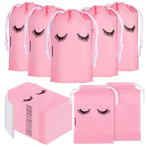 Spactz 100 Stuks Lash Bags voor Klanten Lash Goodie Bags voor Klanten Lash Aftercare Tassen Wimper Extensions Make-Up Tassen Roze