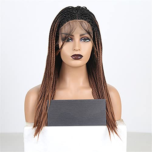 XiaXia Lace Front Wigs Braided Wig,Braided Lace Front Wig Heat Resistant Synthetic Hair Box Braided Wigs for Black Women Half Hand Tied for Ladies Cosplay Party Long Braids Hair,16 inch