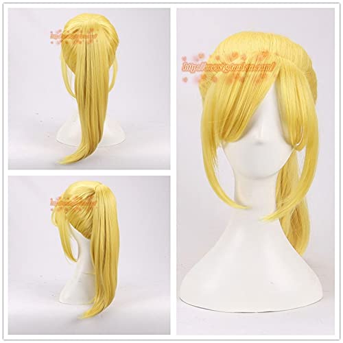 EQWR Wig for Super Vrouwen Bowsette Cosplay Pruik Prinses Bowser Perzik Blonde Paardenstaart METROID Samus Returns Cosplay Pruik Haar Kostuums