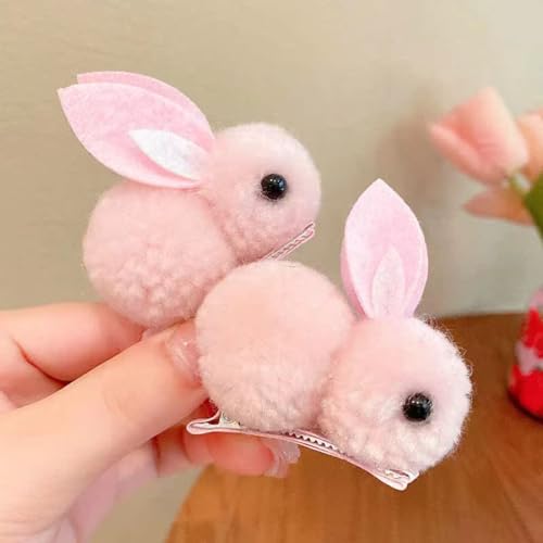 ELicna 2Pcs Plush Bunny Hair Clips, Cute Bunny Hair Claw Clips for Womens Bunny Hair Clip Mini Hair Clips, Girls, Rabbit Hair Clip, Hold Hair Clip Easter Plush Rabbit Hairpin for Thin Hair Hold Hair Clip