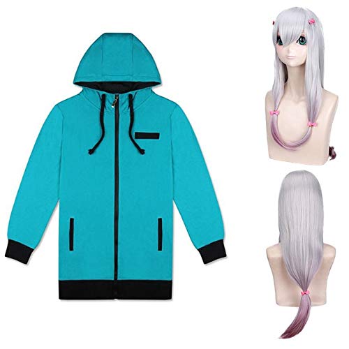 GJBXP Anime Girl Eromanga Sensei Izumi Sagiri Cosplay kostuum vrouwen top + broek + jas + pruik Erotische komische leraar kostuums volledige set XXL kostuum 1 en pruik