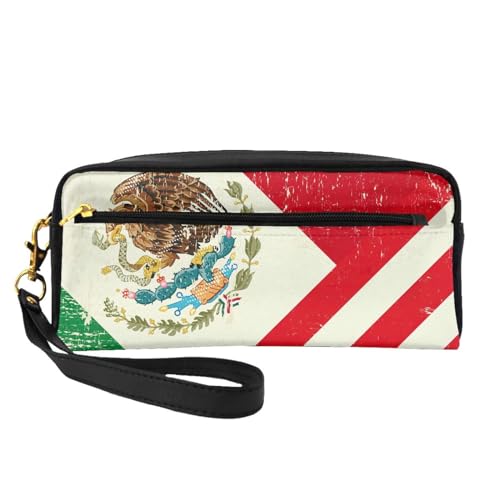 BREAUX Mexicaans-Amerikaanse vlag print cosmetische tas, draagbare cosmetische tas, rits reizen toilettas, reizen make-up tas, Mexicaans-Amerikaanse vlag, één maat, Mexicaanse Amerikaanse vlag, Eén maat