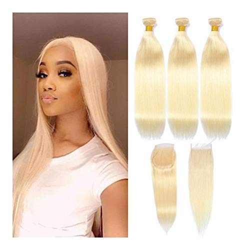 Xnhui Liddy 613 Blonde Vastgebonden Met Brazilië Seal Niet-remy Human Hair Weave Recht Pak 613 Honing Blond Haar Vastgebonden Met Een Zegel