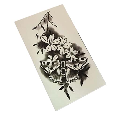 KOINEN Tattoo stickers, nep tatoeages, nep tatoeages, tijdelijke tatoeages, 2 vel gotische zwarte bloem tijdelijke tattoo stickers vlinder bloem arm litteken die punk stijl nep tatoeages bedekken