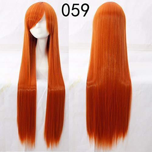 YHWW 100 CM 39 '' Lange Rechte Pruiken Vrouwen anime cosplay Pruiken in gemeenschappelijk gebruik wit paars oranje roze Haar Cosplay gemeenschappelijke Pruiken + pruiken cap One Size lange Rechte pruik 5