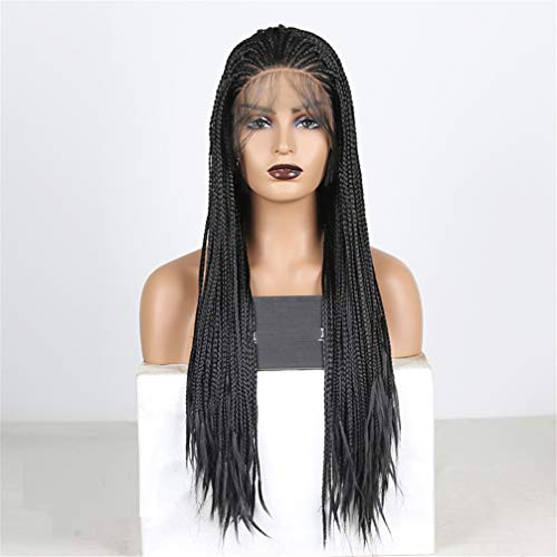 XiaXia Lace Front Braided Wigs,Braided Wigs for Black Women Long Braids Lace Front Wigs with Baby Hair Braid Ponytails Synthetic Box Braided Lace Wigs for Women Cosplay,18 inch