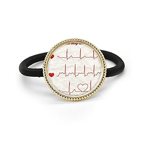 Bestchong Elektrocardiogram hart ontwerp zilveren metalen haarband en rubberen band hoofdtooi