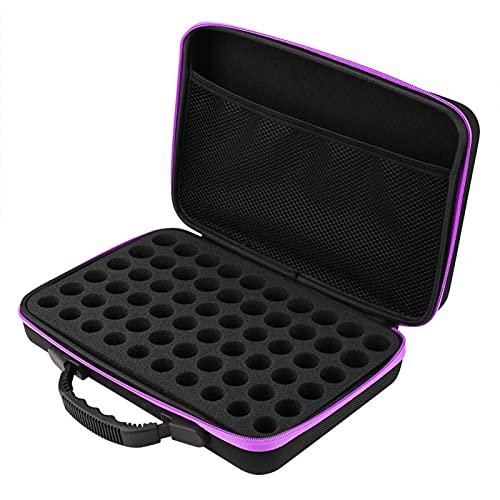 Kuuleyn Etherische Oliën Cases, 5ml, 10ml, 15ml Etherische Olie Draagtas Houdt 60 Flessen Hard Shell Etherische Olie Tas voor Reizen(Purper)