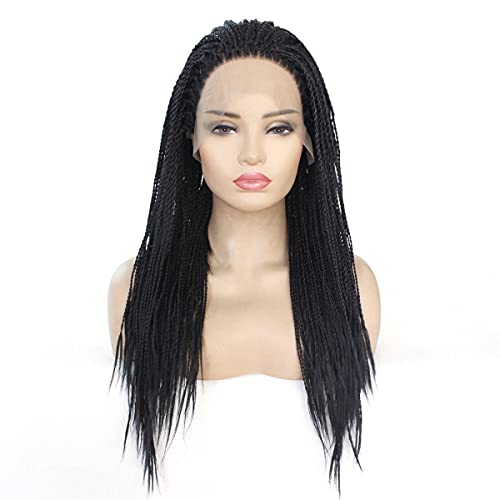 XiaXia Lace Frontal Braided Wigs Braids Hair,Hand Braided Double Braided Wigs Synthetic Lace Front Wig for Black Women with Baby Hair Heat Resistant Synthetic Fiber Box Braids Wig,20 inch