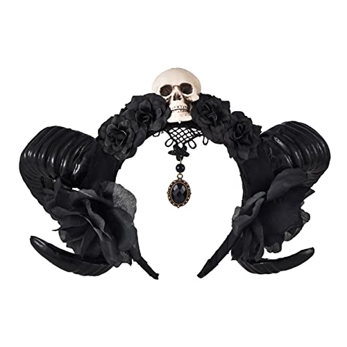 Morain Heks Bloem Decor Schapen Hoorn Vorm Haar Hoepel Film Boze Hoorn Voor Hoofdband Gothic Cosplay Kostuum Hoofddeksel Cosplay Hoorns Os Schaap Cosplay Hoorns Zwart Cosplay Hoorns Hoofdband Cosplay Hoorns