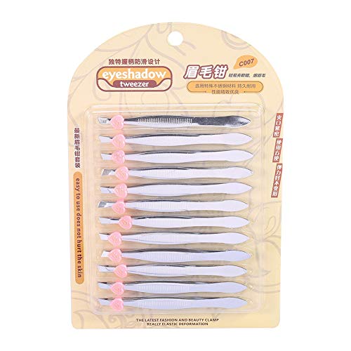 SunshineFace 12 Stks/pak Rvs Schuine Ontharing Clip Wenkbrauw Vorm Pincet Make-up Cosmetische Tool