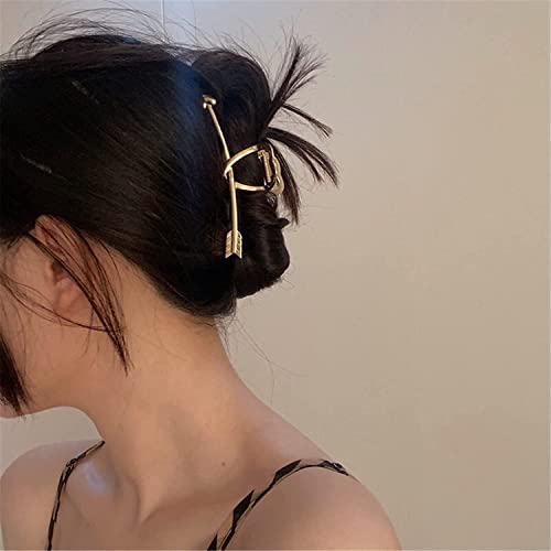 KOINEN Haaienklem, haarklemmen, One Arrow Through The Heart Arrow Love Simple Metal Clip Claw Clip Shark Clip Hairpin 01 helder goud (Color : 02 bright silver) (Color : 01 bright gol (Color : 01 Bright Gold