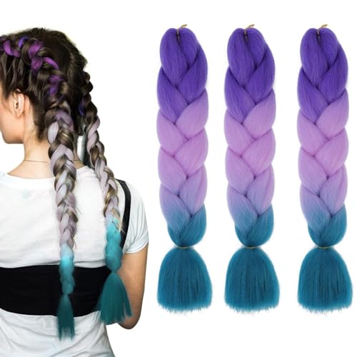 KAYEF Vlecht extensions, 3 stuks 3 kleuren vlecht extensies, 60 cm voor gevlochten haar extensions voor gevlochten haar vlecht extensions voor vlechten