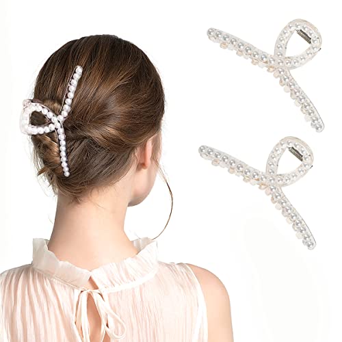 FIBOUND 2 stuks grote haarspelden voor dames, metalen haarspelden, antislip haarspelden, antislip haarspelden, elegante haarspelden voor dik en dun haar, 2 stuks