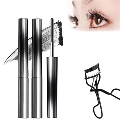 ARZARF Vervaci Iron Rod Mascara, Vervaci Mascara, Metal Rod Mascara, Novafy Iron Wand Mascara, Nour Iron Wand Mascara, 3D Curling Eyelash Iron Strong Mascara Waterproof, (Color : Black 2PCS)