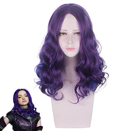 GJBXP Afstammelingen 3 Mal Wave Krullende Pruik Cosplay Kostuum Hittebestendig Synthetisch Haar Dames Cosplay Pruiken