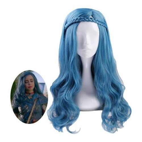 GJBXP Afstammelingen 2 Evie Blauw Groen Mix Lange Golvende Pruik Cosplay Kostuum Vrouwen Synthetisch Haar Feest Rollenspel Pruiken + Pruik Cap Afstammelingen 2 als afbeelding