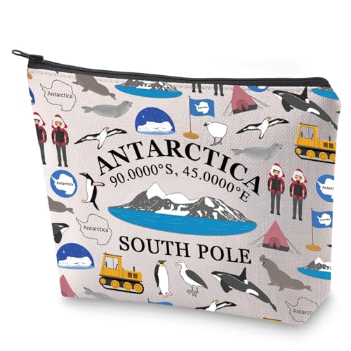 LEVLO Antarctica Souvenir Cosmetische Tas Antarctica Zuidpool Reizen Make-uptas Antarctica Dierenliefhebber Gift, Antarctica