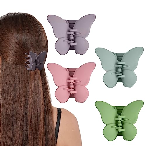 Wisebom 4 stuks haarspelden vlinder dames, haarclip haarclips haarstyling-accessoires, antislip klauwclips, haarstyling-accessoires voor vrouwen en meisjes