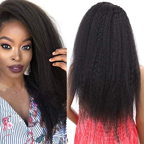 Wigs Lace front gevlochten pruik dames synthetische pruik lange golvende front lace pruik side breakdown hittebestendige vervangende pruik natuurlijk haar Afro-Amerikaanse pruik,22 inches