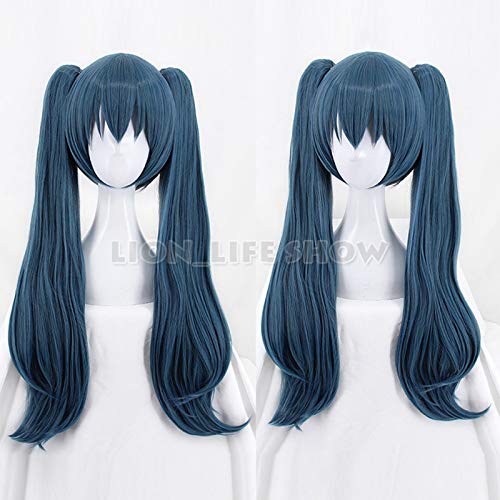 GJBXP Anime Tokyo Ghoul: re Yonebayashi Saiko Blue Grey Mix Cosplay-pruik + Twee paardenstaarten One Size