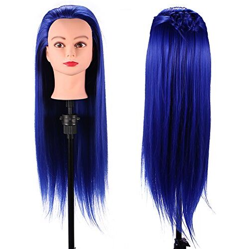 Semme 24 "kunstvezel etalagepop hoofd kapper opleiding hoofd cosmetica pop hoofd (blauw)