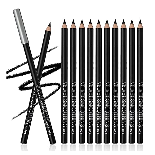 Linble , 12 stuks kajal set intense zwarte cajalstiften voor matte strakke lijnen, Black Eye Potlood eyeliner stift