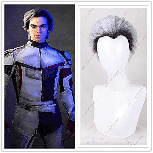 YHWW 2019 Afstammelingen 3 Carlos Pruik Cosplay Carlos De Vil Korte Zwart Zilver Ombre Synthetisch Haar Pruik voor Mannen + pruik Cap