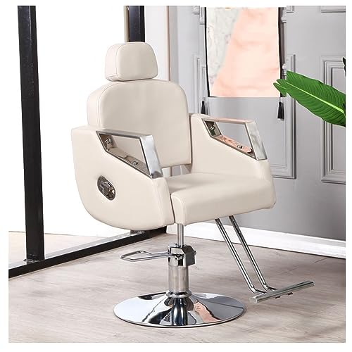 IBOWZ Kappersstoel, salonstoel voor kapper kappersstoel salonstoel stylingstoel zware schoonheidssalon kappersstoelen hydraulische pomp draaibare haarsnijstoelen salon shampooapparatuur, wit