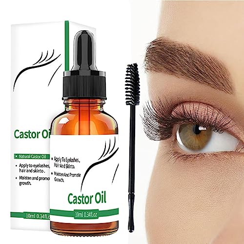 Onlynery Ricinusolie Wimperserums 10ml Pure Caster Oil Wenkbrauwgroeiserums,Wimperserums voor dikte en lengte, wimperserums om wimpers te laten groeien, voor wimpers, wenkbrauwen, haar