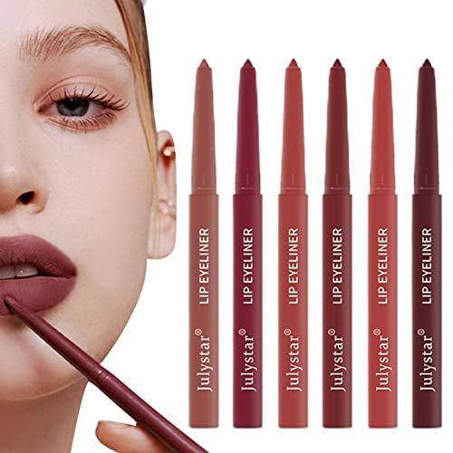 Nasoalne Potloodset voor lippenstift, 6-delige lippenstiftpotloodset, Non-stick hydraterende lippotlood Lipkrijt, make-up cadeauset voor dames en meisjes